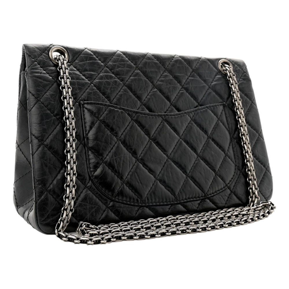 Chanel 2.55 Reissue 225 Black Aged Calfskin Double Flap Bag Silver